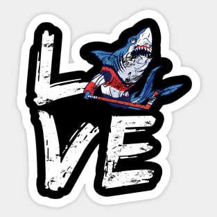 Hockey Shark Lover Distress Design Sticker